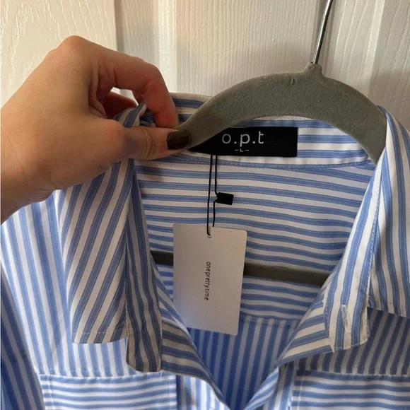 Opt Blue and White Striped Dress - Picture 2 of 4